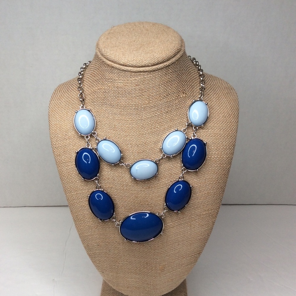 Accent Statement Necklace Two Tone Blue NWT